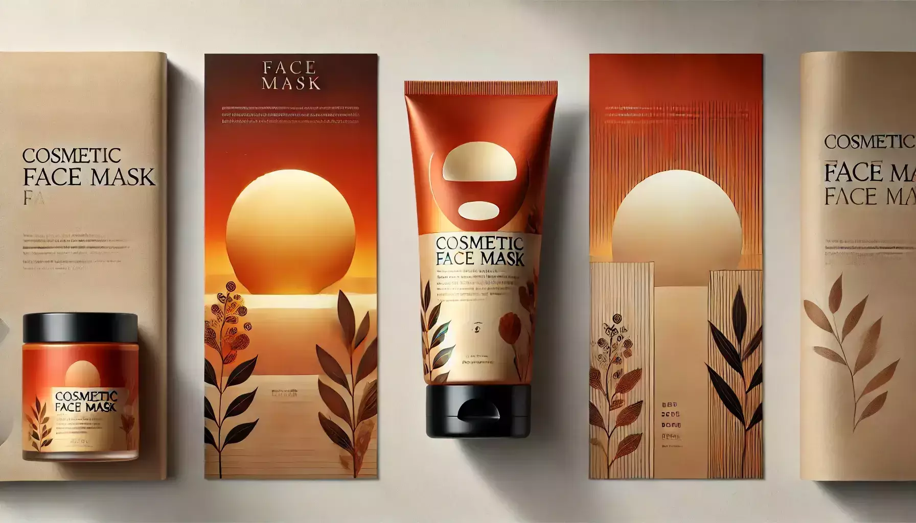 طراحی دیزاین آرایشی بهداشتی برای تیوپ ماسک صورت با رنگهای گرم و صمیمی