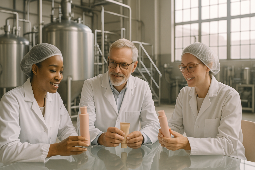 همکاری کارخانه و برند در تولید خصوصی آرایشی؛ تصویر واقعگرایانه از همکاری مدرن و حرفهای