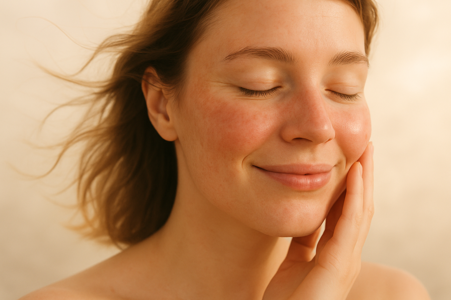 تصویر مثبت از پوست حساس با پس‌زمینه ملایم آلودگی هوا و ارتباط با فرمولاسیون محصولات مراقبت از پوست